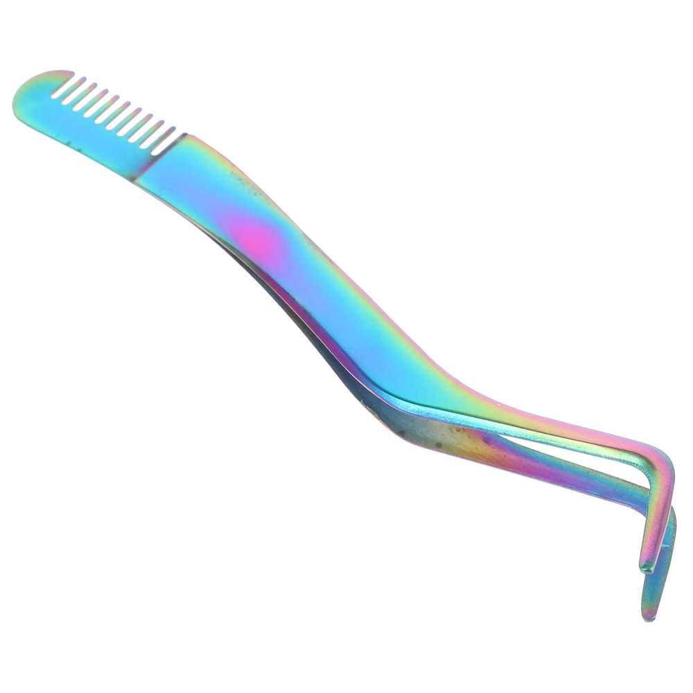 Baluue Stainless Steel Eyelash Tweezer Applicator with Comb Lash Tweezers for Easy Application Removal of False Lashes Elegant Design Durable Beauty Tool
