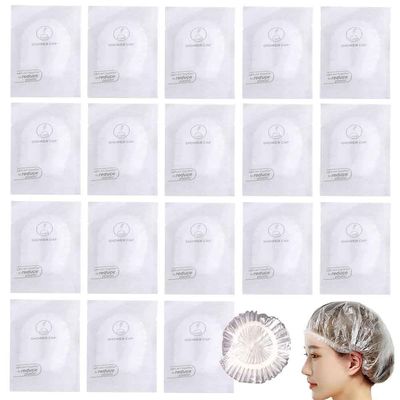 50Pcs Individually Wrapped Disposable Shower Caps, Plastic Waterproof Elastic Thick Bath Caps,Multi-Purpose Travel Shower Caps, Perfect for Hair Treatment, Salon, Spa, Hotel, Home Use,Travel