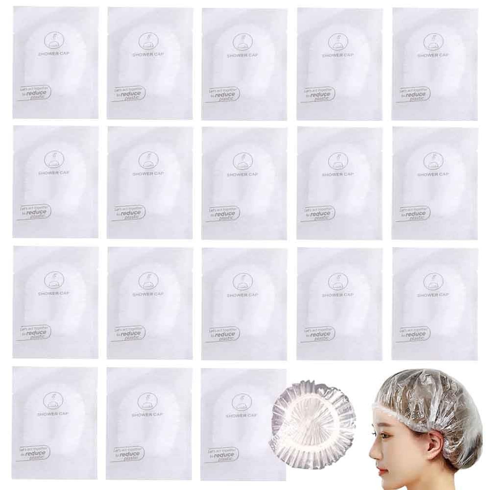 50Pcs Individually Wrapped Disposable Shower Caps, Plastic Waterproof Elastic Thick Bath Caps,Multi-Purpose Travel Shower Caps, Perfect for Hair Treatment, Salon, Spa, Hotel, Home Use,Travel