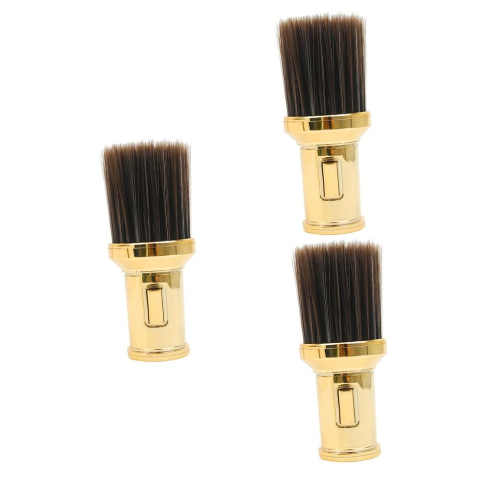 Beatifufu 3pcs Broken Hair Brush Neck Duster Cleaning Brush for Barbers High-density Design for Hair Removal Essential Barber Supplies for Gold Finish