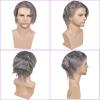 Vennsian Men's Toupee Hairpiece French Lace Front Hair System for Men 0.1mm PU Skin Base with Mono Lace 10x8 Inches Human Hair Replacement Systems 1B Black with 60% gray hair view 2
