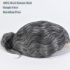 Vennsian Men's Toupee Hairpiece French Lace Front Hair System for Men 0.1mm PU Skin Base with Mono Lace 10x8 Inches Human Hair Replacement Systems 1B Black with 60% gray hair view 3