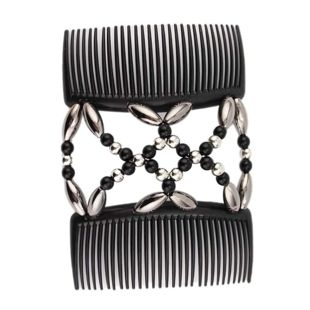 Beads Hair Combs Double Comb Hair Clip Stretchy Double Comb Hair Clips Elastic Hairpins Accessories.