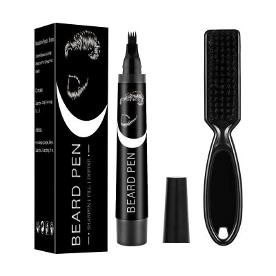 Beard Pencil Filler for Men, Beard Filler for Men, Water-Proof & Long Lasting & Natural Finish Barber Barber Pen, Enhance Facial Hair, Mustache Shape (BK2)