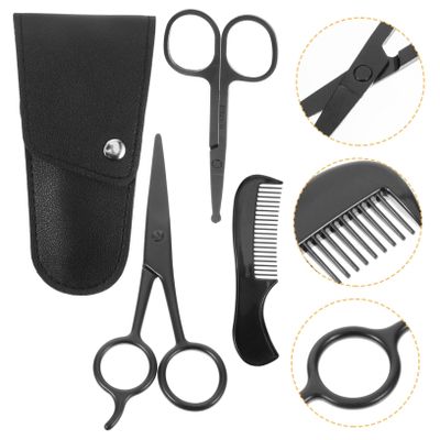 Beatifufu 1set Men's Beard Kit Scissors Comb Pouch Styling Tool for Barbershop Diy