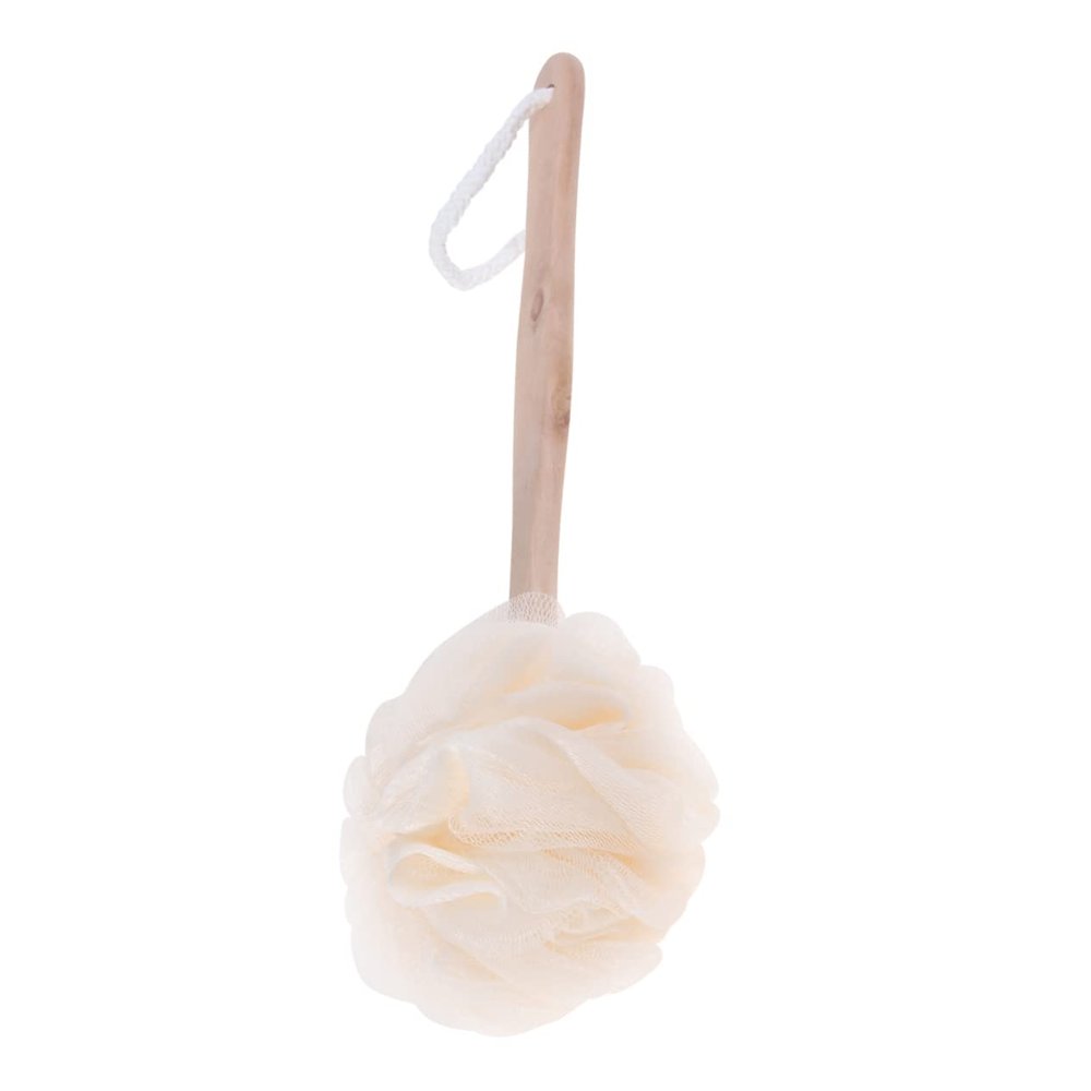 Baluue Handle Bath Sponge Brush Loofah Mesh Exfoliating Scrubber for Shower for Men and Women Convenient Body Cleansing Tool for All Ages and Travel