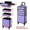 BYOOTIQUE 4in1 Makeup Rolling Case Nail Cart Organizer with Wheels False Eyelash Storage Hairdressing Brush Bags for Beauty Salon Hairstylist Barbershop,Charm ForgetMeNot view 2
