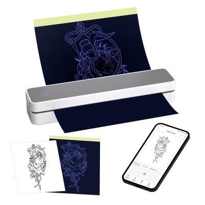 BAMTTOO Tattoo Transfer Machine Tattoo Stencil Printer Portable Thermal Printer Machine with 10pcs Transfer Paper 10pcs Thermal Paper Tattoo Printer Kit for Tattoo Artists Beginners