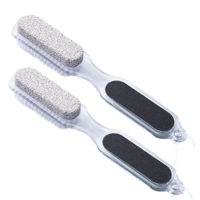 minkissy 2pcs Dead Skin Removal Tool Double-Sided Pedicure File Rasp with Pumice Stone Nail Brush and Exfoliation Smoother for Soft Feet Care