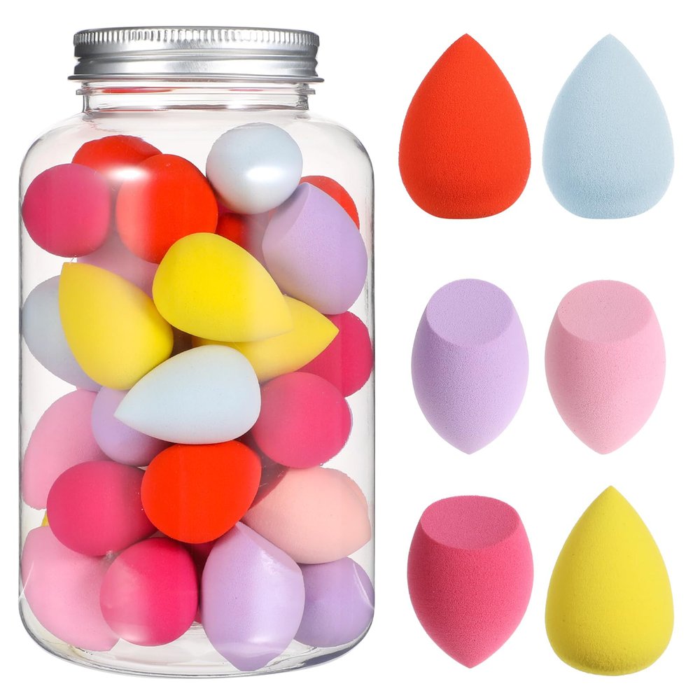 40 Pcs Mini, Soft Setting Face Puffs Multi-Colored Blender Mini Concealer Sponge Cosmetic Makeup Tools fot Foundation, Cream and Powder