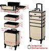 BYOOTIQUE Rolling Cosmetic Case Nail Tech Storage Cart on Wheels Hairdressing Brush Bags for Makeup Artist Salon Beautician Barbershop Hairstylist,Grace ForgetMeNot view 2