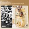 Aveniee 360 Rotating Makeup Organizer for Vanity, Upagraded Perfume Skincare Bathroom Counter Organizers with Brush Divider, 3 Tier Spinning Lipstick Cosmetic Lotion Storage,Gold view 4
