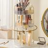 Aveniee 360 Rotating Makeup Organizer for Vanity, Perfume Skincare Bathroom Countertop Organizers, 3 Tier Spinning Skincare Storage with Brush Holder for Lipstick Cosmetic Lotion,White view 1