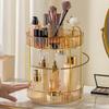 Aveniee 360 Rotating Makeup Organizer for Vanity, Upagraded Perfume Skincare Bathroom Counter Organizers with Brush Divider, Two Tier Spinning Lipstick CosmeticLotion Storage,Gold view 1