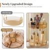 Aveniee 360 Rotating Makeup Organizer for Vanity, Upagraded Perfume Skincare Bathroom Counter Organizers with Brush Divider, Two Tier Spinning Lipstick CosmeticLotion Storage,Gold view 2