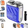 Beard Shaver Traveler Mini and Portable Suitcase Design, R-12 Luggage Electric Shaver, Shaver Traveler Mini and Portable Suitcase Design Double-Ring Magnetic Cutter (Blue) view 1