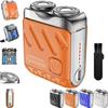 Beard Shaver Traveler Mini and Portable Suitcase Design, R-12 Luggage Electric Shaver, Shaver Traveler Mini and Portable Suitcase Design Double-Ring Magnetic Cutter (Orange) view 1