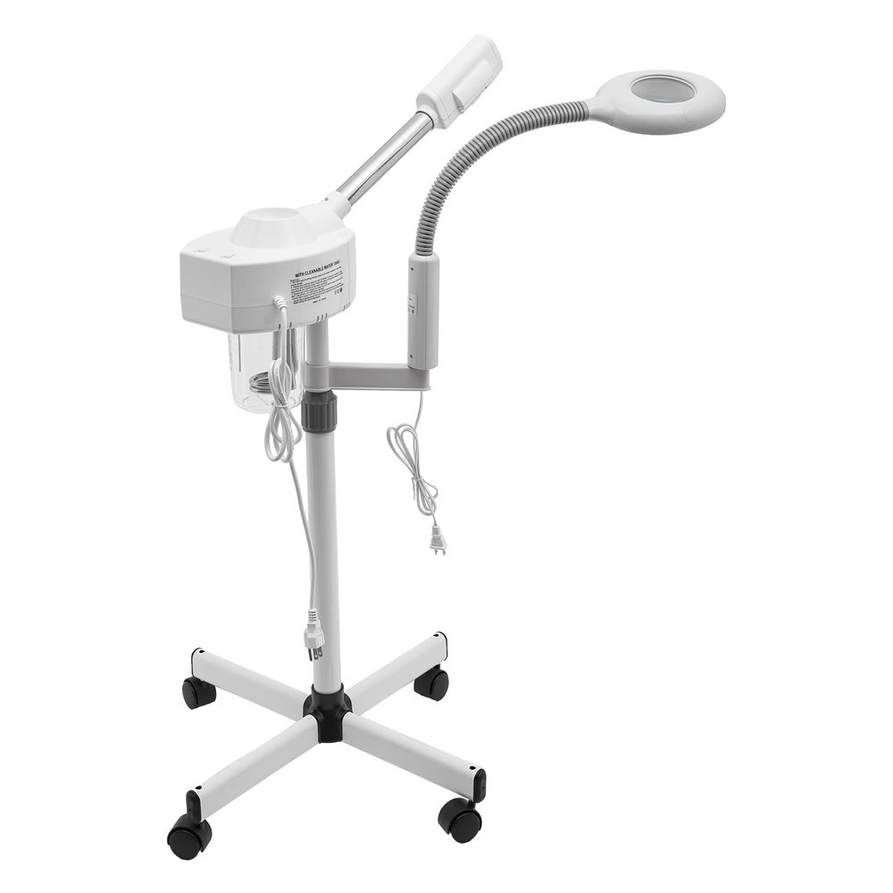 2 in 1 Professional Facial Steamer on Wheels -Ionic Facial Steamer Kit for Facial Deep Cleaning and Moisturize, SPA & Home (2 in 1 White)