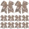 10pcs 7inch Gold Jumbo Hair Clip for Girls - Glitter Cheer Bow Barrettes Sequin Ponytail Duck Clip for Women Teen Cheerleader Costume Accessories (Light Brown x 10) view 1