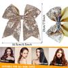 10pcs 7inch Gold Jumbo Hair Clip for Girls - Glitter Cheer Bow Barrettes Sequin Ponytail Duck Clip for Women Teen Cheerleader Costume Accessories (Light Brown x 10) view 2