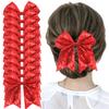 10pcs 7inch Red Jumbo Hair Clip for Girls - Glitter Cheer Bow Barrettes Sequin Ponytail Duck Hair Clip for Women Teen Cheerleader Costume Accessories view 1