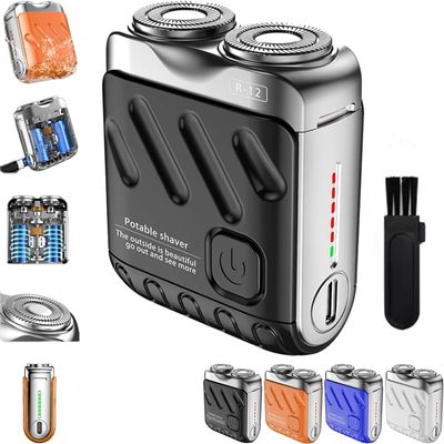 Beard Shaver Traveler Mini and Portable Suitcase Design, R-12 Luggage Electric Shaver, Shaver Traveler Mini and Portable Suitcase Design Double-Ring Magnetic Cutter (Black)
