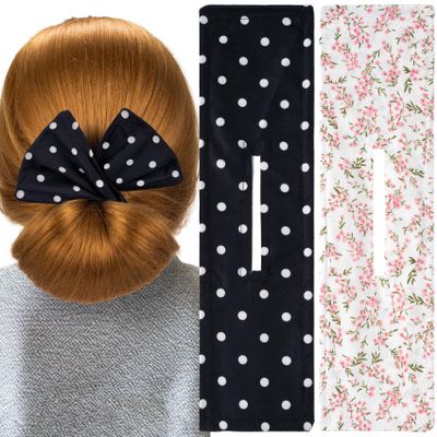 CustomyLife 2pcs Hair Bun Makers Black Pink Deft Bun Twister Flexible Donut Hair Bun Lazy French Hair Curler Bun Clips Accessories for Women Long Thick Thin Short Hair