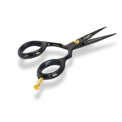 Massive Bee Store Rounded-Tip Trimming Scissors for Men Stainless Steel High Carbon Beard, Mustache, and Ear Hair Grooming Scissor (Black-Pointy-Tip)