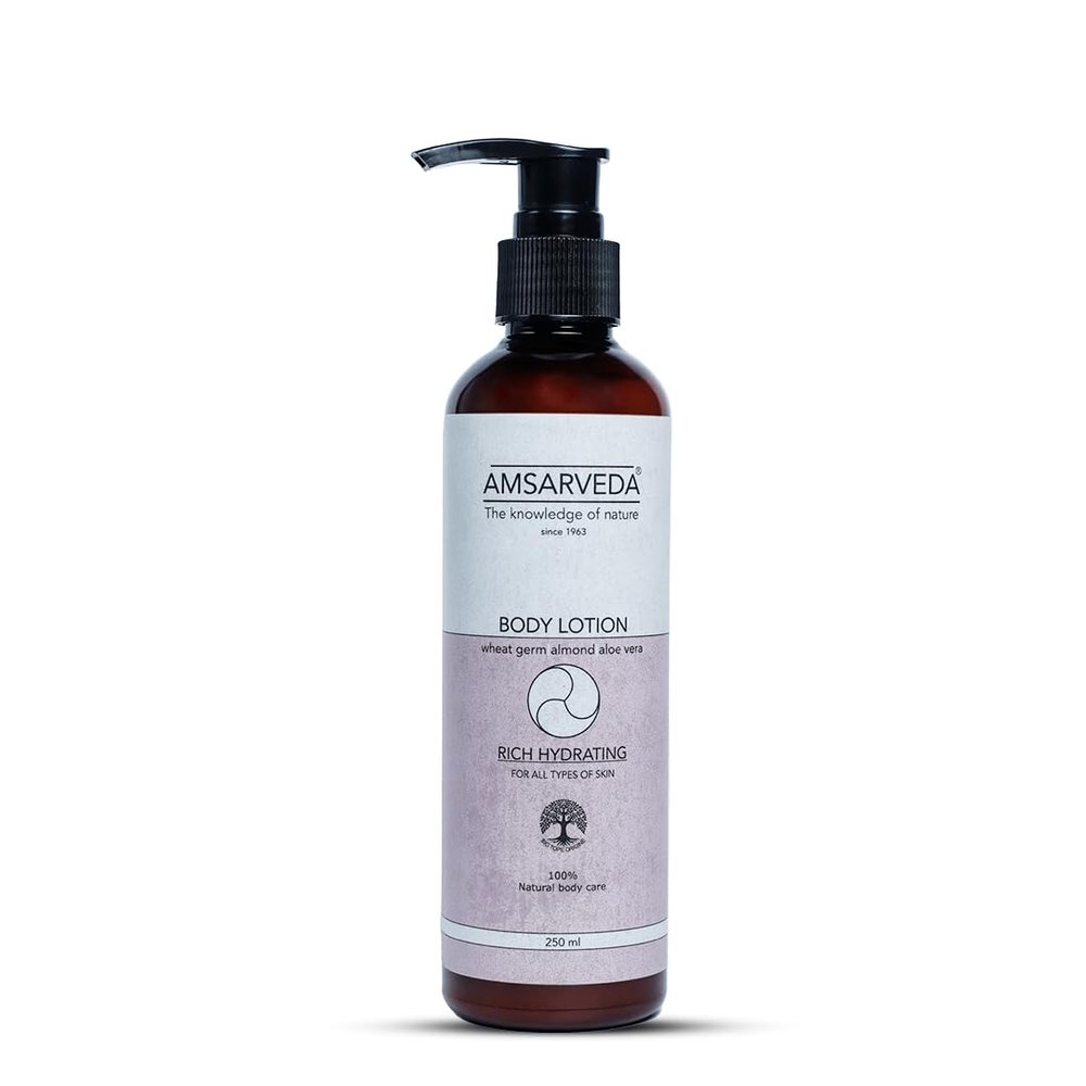 Amsarveda Body Lotion  Deep Hydration & Glow with Herbal Extracts & Cold-Pressed Oils, Lightweight Formula for All Skin Types, Nourishing & Soothing - 200ml (6.8 oz)