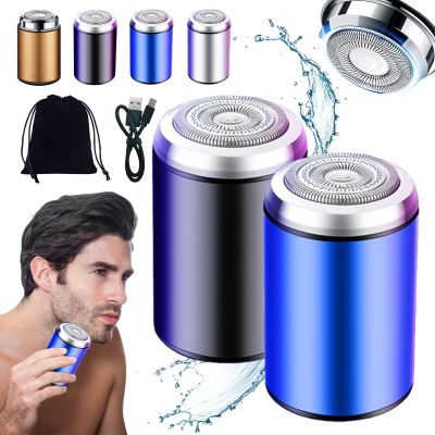 Mini Portable Electric Shaver, Portable Mini Men's Razor Electric Shaver for Men, USB Rechargeable Waterproof Shaver Beard Trimmer (2pcs-B)