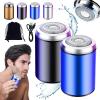 Mini Portable Electric Shaver, Portable Mini Men's Razor Electric Shaver for Men, USB Rechargeable Waterproof Shaver Beard Trimmer (2pcs-B) view 1