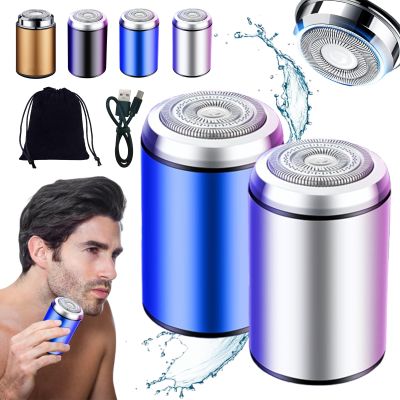 Mini Portable Electric Shaver, Portable Mini Men's Razor Electric Shaver for Men, USB Rechargeable Waterproof Shaver Beard Trimmer (2pcs-C)