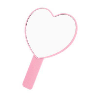 HAPINARY Cute Heart Shaped Handheld Mirror Handle Self-Adhesive Cosmetic Mirror for Girls Reflection Soft Flocking for Travel and Daily Use