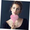 HAPINARY Cute Heart Shaped Handheld Mirror Handle Self-Adhesive Cosmetic Mirror for Girls Reflection Soft Flocking for Travel and Daily Use view 4