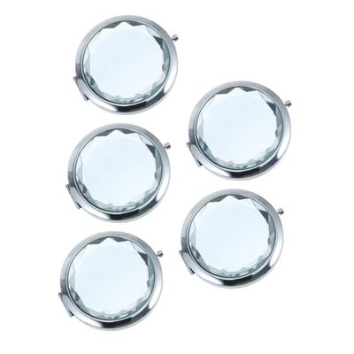 Baluue 5pcs Portable Two-Sided Makeup Mirrors Foldable Travel Mirrors for Women Lightweight Compact Design for Easy Carrying and Makeup Stylish and Practical White
