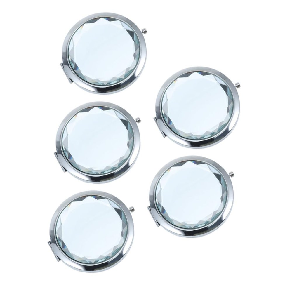 Baluue 5pcs Portable Two-Sided Makeup Mirrors Foldable Travel Mirrors for Women Lightweight Compact Design for Easy Carrying and Makeup Stylish and Practical White