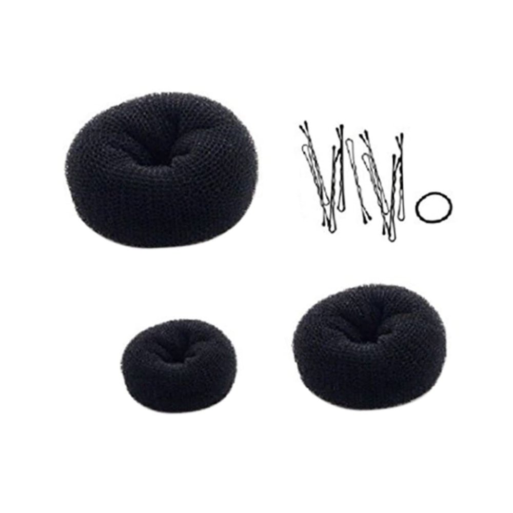 Baluue Hair Donut Bun Maker Styler with Hairpin Clips Bands Set in Black for Effortless Updo Styles Adds Volume Fullness for Any Occasion