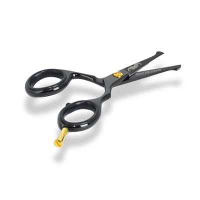 Massive Bee Store Rounded-Tip Trimming Scissors for Men Stainless Steel High Carbon Beard, Mustache, and Ear Hair Grooming Scissor (Black-Round-Tip)