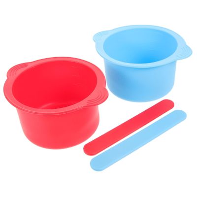 FRCOLOR Silicone Wax Warmer Bowl Replacement 2 pcs High-Temperature Resistant Wax Melting Bowl with Stirring Sticks for Hair Removal