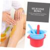 FRCOLOR Silicone Wax Warmer Bowl Replacement 2 pcs High-Temperature Resistant Wax Melting Bowl with Stirring Sticks for Hair Removal view 3
