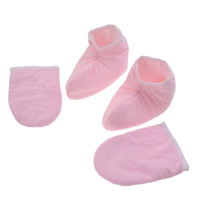minkissy 2pairs Paraffin Wax Therapy Gloves for Hand and Feet Insulated Mitt Covers for Moisturizing Soft Cloth Design Snap Closure Beauty Paraffin Treatment