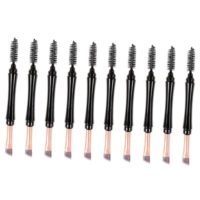 WOONEKY 10pcs Dual-ended Makeup Brush Kit for Eyebrow and Eyelash Portable Cover Lightweight Eyelash Separator and Brow Applicator for Eye Makeup Application