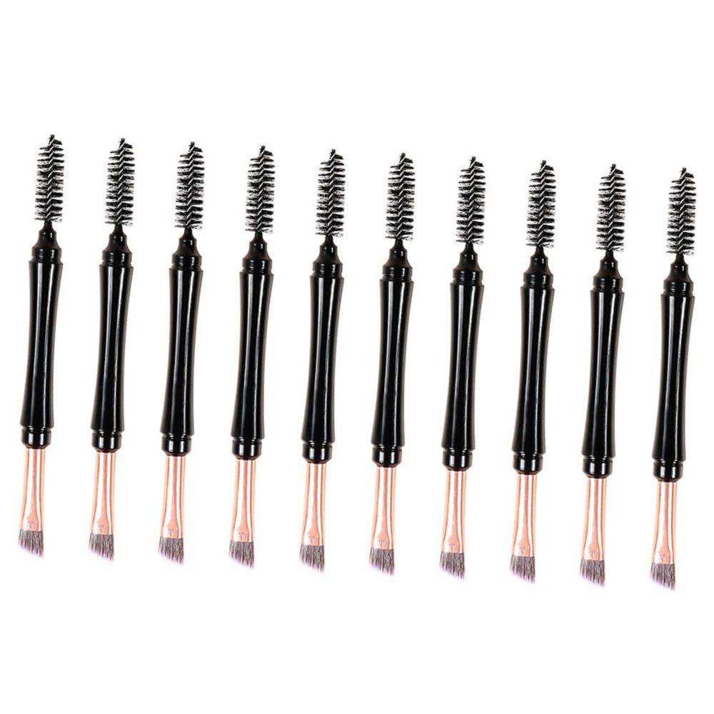 WOONEKY 10pcs Dual-ended Makeup Brush Kit for Eyebrow and Eyelash Portable Cover Lightweight Eyelash Separator and Brow Applicator for Eye Makeup Application