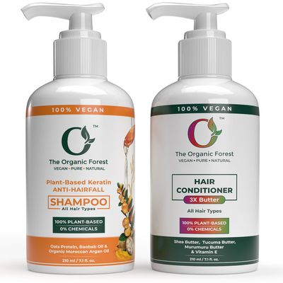 Anti Hair Fall Shampoo & Conditioner Set - Deep Conditioning with Shea Butter and Hair Fall Control with Argan Oil & Keratin - Hydrating & Moisturizing Formula for Dry, Damaged Hair - Sulfate Free