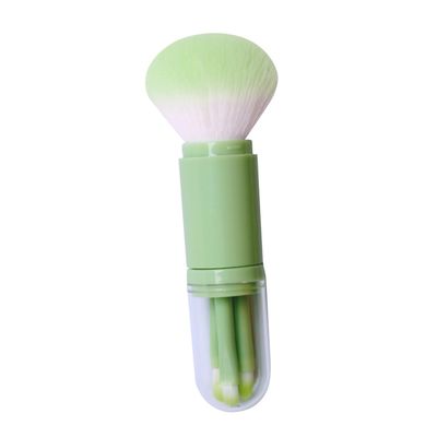 Baluue 1set Dual-ended Makeup Brush Set Compact Portable Eyeshadow and Powder Brush Kit for Daily Use and Professional Makeup Application Green