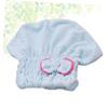 Baluue Bowknot Hair Drying Cap Fast Absorbent Coral Fleece Shower Cap for Quick Drying Hair Comfortable and Stylish Design for Bathing and Makeup Light Blue view 1