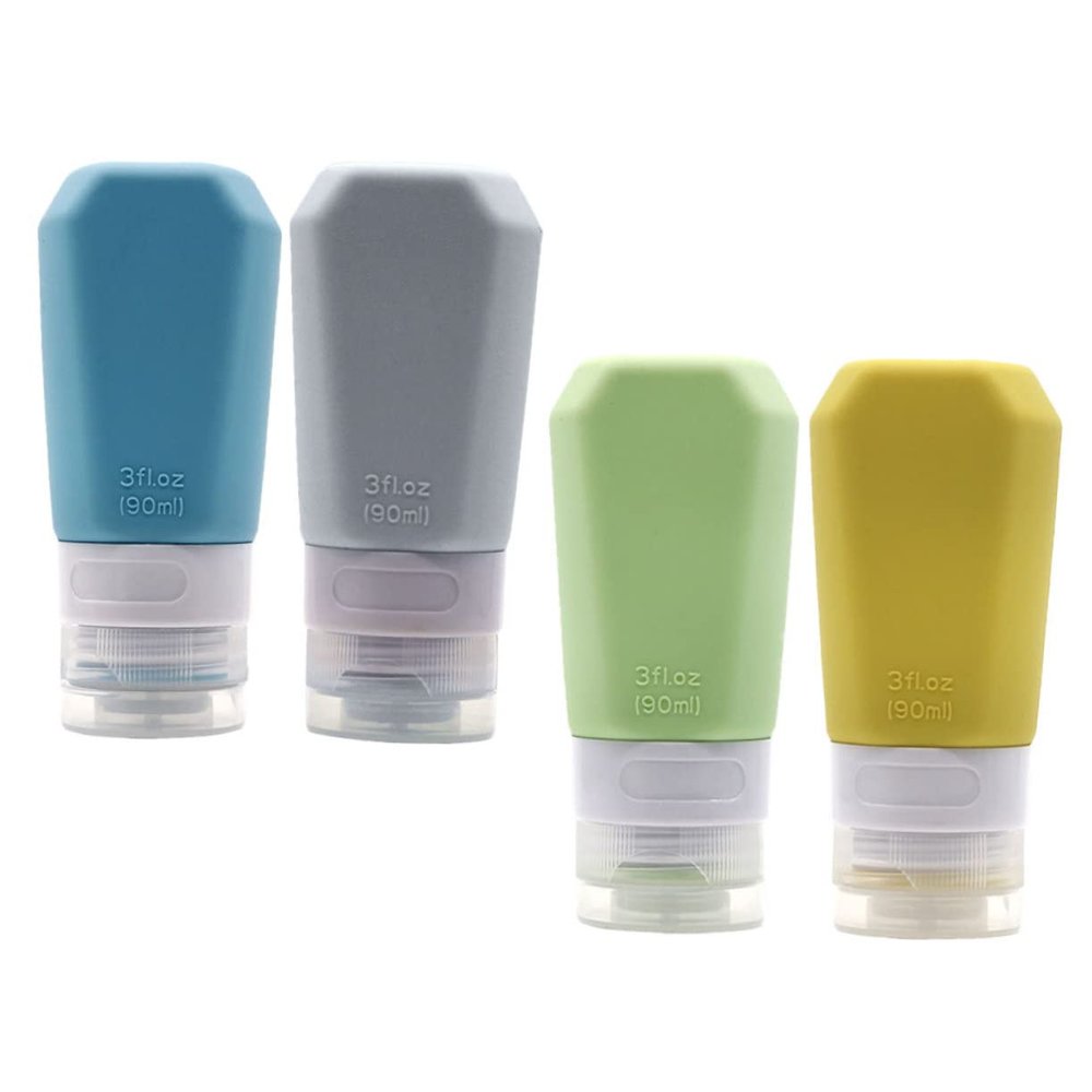 Baluue Multi-function Silicone Bottles 4 Pack Travel Bottles Airtight Dispensing for Toiletries Cosmetics