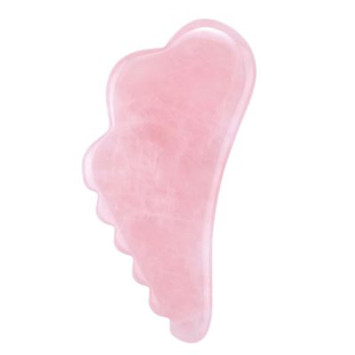 Anneome Portable Pink Crystal Scraping Plate Wing Shape Gua Board for Facial Massage Improves Circulation and Skin Tone Reduces Puffiness for Spa and Daily Use