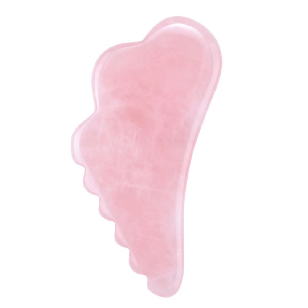 Anneome Portable Pink Crystal Scraping Plate Wing Shape Gua Board for Facial Massage Improves Circulation and Skin Tone Reduces Puffiness for Spa and Daily Use