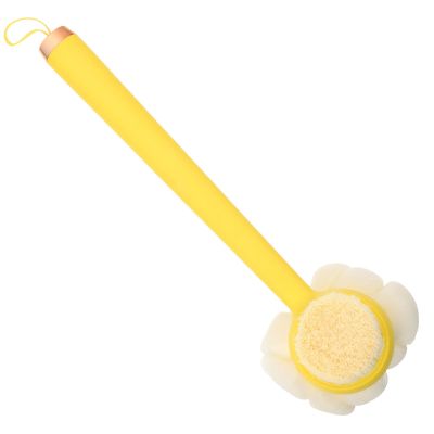 Baluue Back Scrubber for Shower Handle Bath Brush Soft Bristles Ergonomic Design for for Daily Use and Promoting Circulation Yellow